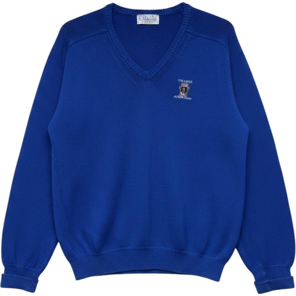 Vintage Pickering Pebble Beach V-Neck Sweater Mens Large Blue Made in USA Golf